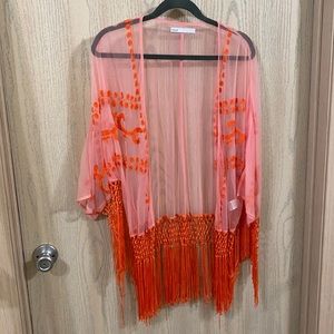 Coral Fringe Cover Up